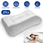 Ergonomic Bed Pillow with Dual Height Design & Breathable Mesh