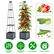 Raised Garden Bed with Trellis - Self-Watering Planter Box