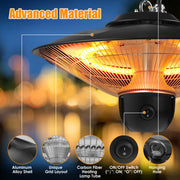 1500W Electric Hanging Patio Heater with 3 Heat Levels & Timer