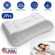 Ergonomic Bed Pillow with Dual Height Design & Breathable Mesh