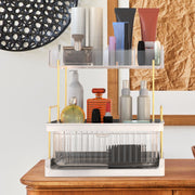 3 Tier Makeup Organizer for Vanity Large Capacity Skincare Shelf Bathroom Countertop Organizer with Drawer for Lipsticks Lotion Toner Perfumer Masks