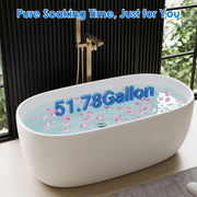 51" Oval Freestanding Soaking Tub - Matte White Resin Stone