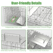 31×12×11" Heavy-Duty Folding Animal Trap | Humane Catch-and-Release Cage