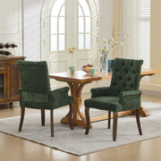 Tufted Dining Chair with Nailhead Trim & Curved Wood Legs
