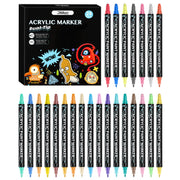 Dual Tip Acrylic Paint Markers Set - Water-Based & Quick-Dry