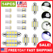 14Pcs T10 31mm 41mm Festoon LED Light Bulb Interior Dome Map LED Lights License Plate Trunk Side Positioning Lights 6000K White
