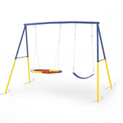 Outdoor Swing Set with Saucer & Belt Swings - 330lbs Capacity