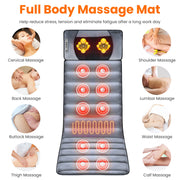 Full Body Electric Massage Mat with Heat Vibration Massage Pad Cushion Back Massage Mattress Chair Pad with Neck Massage Pillow with 10 Vibration Moto
