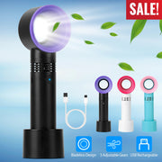 Portable Handheld Bladeless Fan Rechargeable Cooling USB Fan Desktop Use Fan w/ 3 Gears LED Indicator Cooling Fan