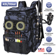 Fishing Backpack 42L with Rod Holders & 16 Pockets