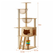 Cat Tree Tower 59" with Dual Acrylic Capsules & Scratching Posts