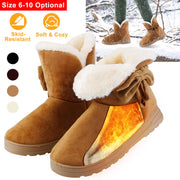 Women's Women's Snow Boots Super Soft Fabric Mid-Calf Winter Shoes Thickened Plush Warm Lining Shoes with  Anti-Slip Rubber Base Bowknot