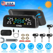 Wireless Solar Car Tire Pressure Monitoring System Auto Tire Pressure Monitor with Built-in Sensors Temperature Alarm for Car SUV Sedan RV