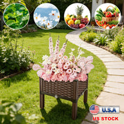 Outdoor Raised Garden Bed with Legs Elevated Planter Box with Self-watering System for Garden Patio Balcony Vegetables Flowers Herbs PP Plastic Box Ea