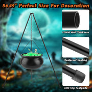 Halloween Witch Cauldron with 56.5" Tripod & Eyeball String Lights for Outdoor Decor