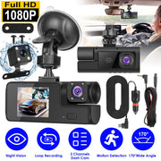 WiFi FHD 1080P Car Dash Cam 3 Channels Front Rear Inside Dash Camera with Loop Recording Reversing Visual Night Vision WDR 170° Wide Angle Support 128