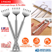 3pcs 20" Telescopic Back Scratcher Stainless Steel Extendable Bear Eagle Claw Massager