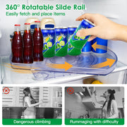 2 Tier Turntable Organizer Rectangular Refrigerator Spinner Storage Rack with 360¡ Rotatable Slide Rail for Kitchen Cabinet Countertop