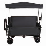Folding Wagon Cart with Bench Seat & Canopy, 500lbs Capacity