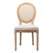 French Style Solid Wood Dining Chairs Set of 2, Elegant Oval Back Kitchen Side Chairs for Dining Room & Living Room