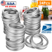 24 Pcs Regular Mouth Canning Jar Metal Rings Split-Type Jar Bands Replacement Fits For Ball Kerr Mason Jars