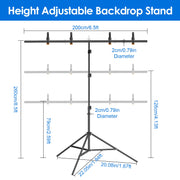 6.5 8.5FT T-Shape Photo Video Backdrop Stand Heavy Duty Background Stand Adjustable Photography Backdrop Stand with 6 Spring Clamps Sandbag Carry Bag