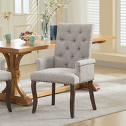 Tufted Dining Chair with Nailhead Trim & Curved Wood Legs