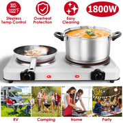 1800W Dual Burner Hot Plate – Portable Infrared Electric Cooktop