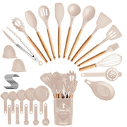 35Pcs Kitchen Cooking Utensils Set Spatula Set Baking Utensil Set Kitchen Accessories Necessities with Holder Egg Whisk Separator Tong Turner Spoons C