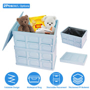 2Pcs 30L Collapsible Storage Bins With Dustproof Lid Waterproof Interior Bag Handle Stackable Storage Box Container Utility Organizer Crate For Campin