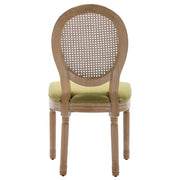 French Oval Rattan Back Dining Chairs Set of 2 - Solid Wood