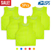 5Pcs Mesh Scrimmage Vests Soccer Basketball Team Training Pinnies Jerseys Shirt Adult Plus Size