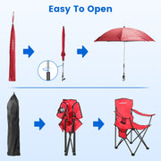 Camping Chair with Umbrella - Foldable Outdoor Chair 330lbs