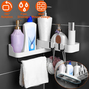 180¡ Rotatable Bathroom Corner Caddy Shelf No Drilling Wall-Mounted Storage Rack for Toiletries
