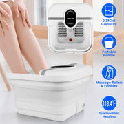 Collapsible Foot Spa Massager Electric Foot Soaker Tub Foldable Foot Spa Tub with Heating Function Handle 8Pcs Massage Rollers 44Pcs Simulated Pebbles