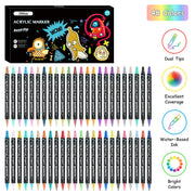 Dual Tip Acrylic Paint Markers Set - Water-Based & Quick-Dry