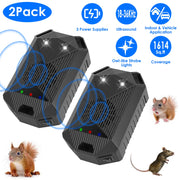 2 Pack Under Hood Ultrasonic Rodent Repeller Rodent Control Deterrent Chaser Blocker for Vehicle Indoor with Strobe Light 3 Power Supplies