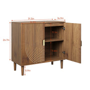 Walnut Buffet Sideboard Cabinet with Line Groove Doors