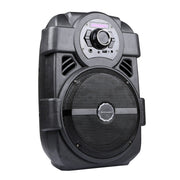 KOCASO Wireless Speaker Portable PA Karaoke System with 8" Subwoofer Sound System Wired Microphone w/ DJ Lights FM Remote Control