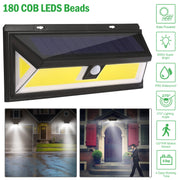 Solar Lights 180 LEDs Solar Wall Light Outdoor Motion Sensor Lamp IP65 Waterproof 120¡ Sensing 270¡Wide Lighting Angle for Garage Garden Pathway