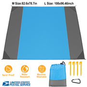 82.6x78.7in Sand Proof Picnic Blanket Water Resistant Foldable Camping Beach Mat with  4 Anchors 1 Carry Bag For 2-3 People