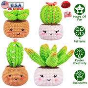 Succulents Crochet Kit Crochet Kit For Beginners DIY Knitting Supplies for Kids Adults 4 Patterns