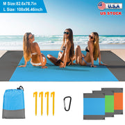 82.6x78.7in Sand Proof Picnic Blanket Water Resistant Foldable Camping Beach Mat with  4 Anchors 1 Carry Bag For 2-3 People