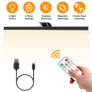 Wireless Picture Light Magnetic Art Display Light Dimmable Rechargeable Library Gallery Light with 3 Light Colors 3 Timer Settings Remote Control Punc