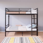 Twin Over Twin Metal Bunk Bed with Ladder and Guardrails
