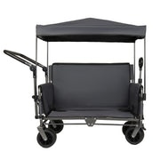 Folding Wagon Cart with Bench Seat & Canopy, 500lbs Capacity