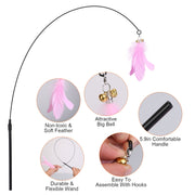 Interactive Cat Feather Wand Toy with Suction Cup Base