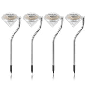 4Pcs Solar Garden Light Outdoor Diamond LED Light 7-Color Changing IP65 Waterproof Pathway Stake Decorative Lamp for Garden Patio Yard Walkway