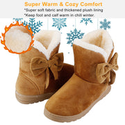 Women's Women's Snow Boots Super Soft Fabric Mid-Calf Winter Shoes Thickened Plush Warm Lining Shoes with  Anti-Slip Rubber Base Bowknot