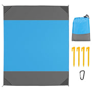 82.6x78.7in Sand Proof Picnic Blanket Water Resistant Foldable Camping Beach Mat with  4 Anchors 1 Carry Bag For 2-3 People